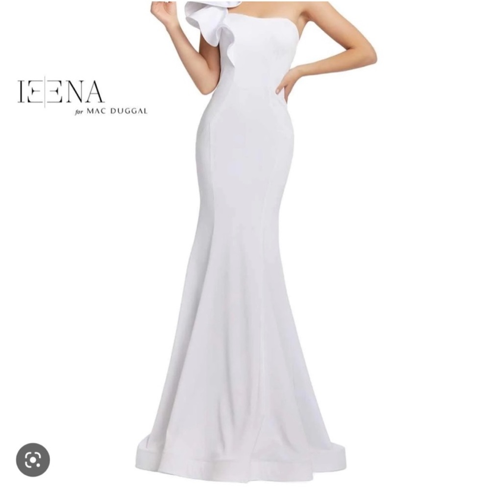 Mac Duggal 67156 White Bow One Sleeve Gown 14
